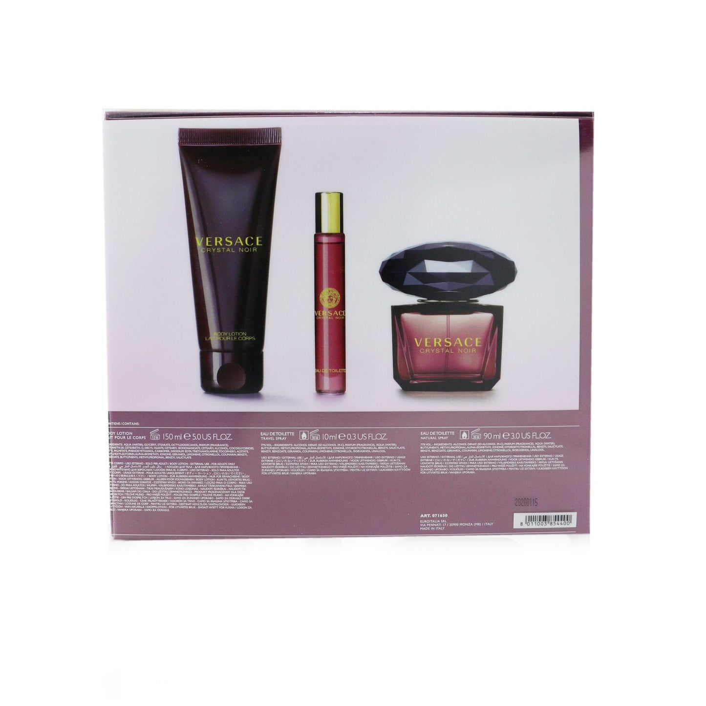 Versace Crystal Noir Coffret: Eau De Toilette Spray 90ml/3oz + Body Lotion 150ml/5oz + EDT Travel Spray 10ml/0.3oz 3pcs