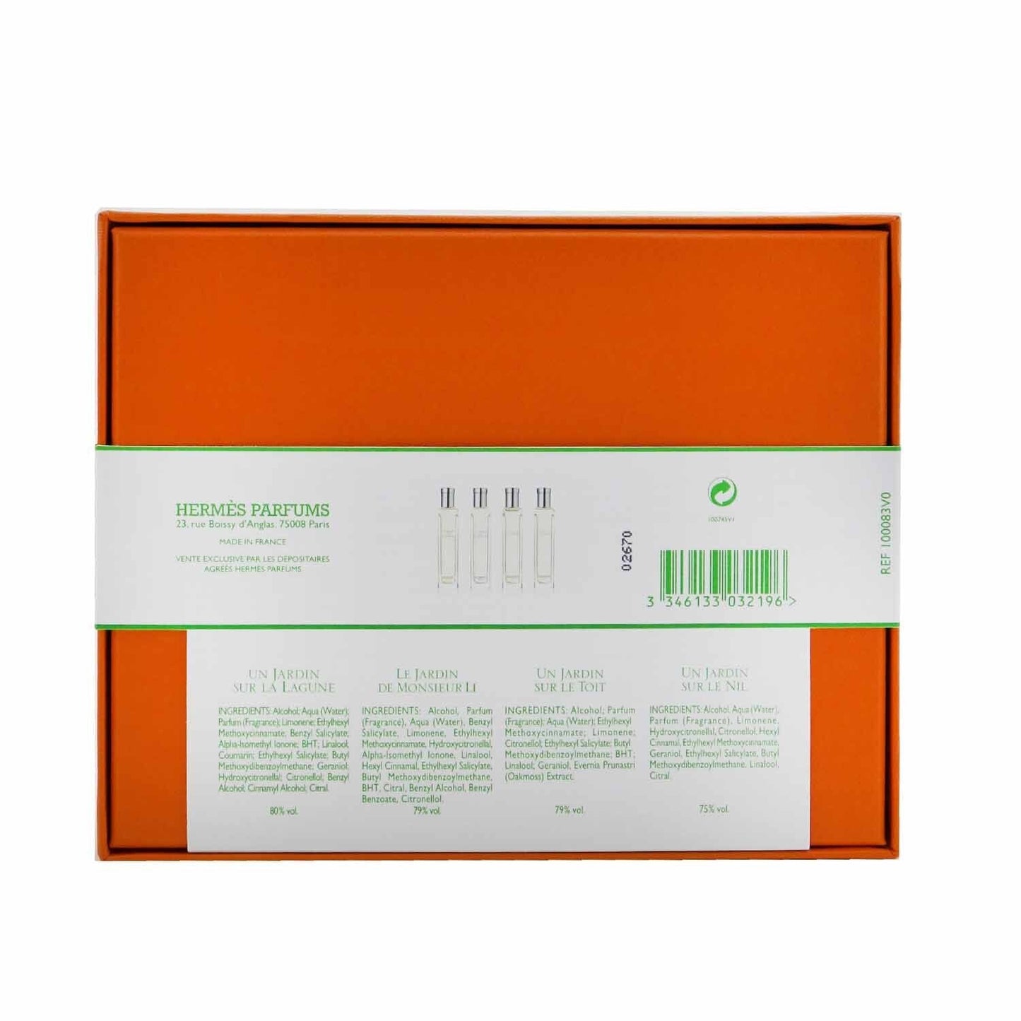 Hermes Jardins Eau De Toilette Travel Set: Un Jardin Sur La Lagune, Le Jardin De Monsieur Li, Un Jardin Sur Le Toit, Un Jardin Sur Le Nil 4x15ml/0.5oz