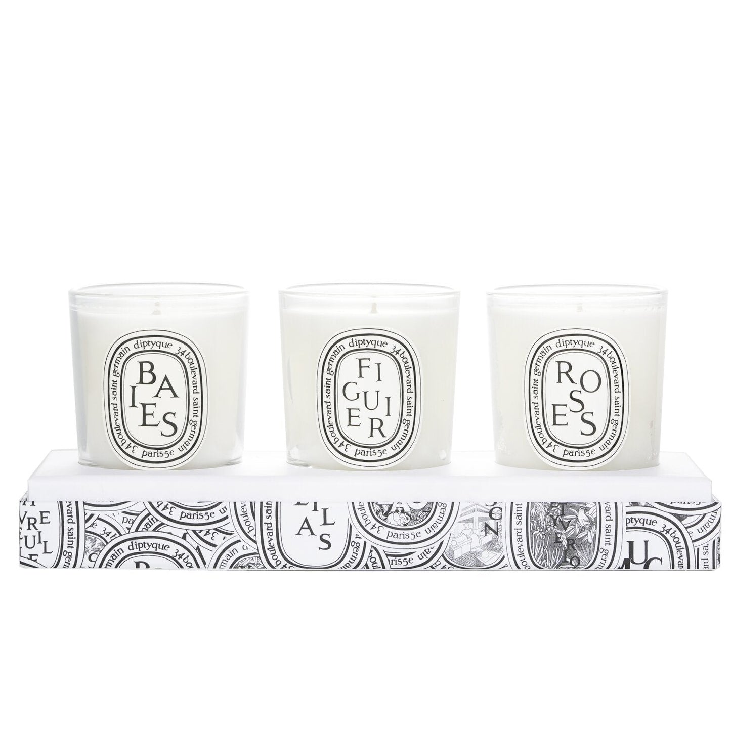 Diptyque Scented Mini Candle Discovery Set: Baies, Figuier, Roses 70g x3pcs