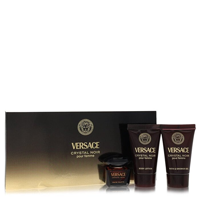 Versace Crystal Noir Gift Set - Mini Eau De Toilette + Shower Gel + Body Lotion .8 oz