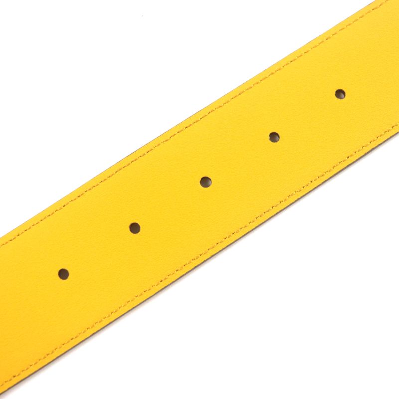 Gucci Memorable Buckle g Logo Bicolor Leather Belt Yellow Blue