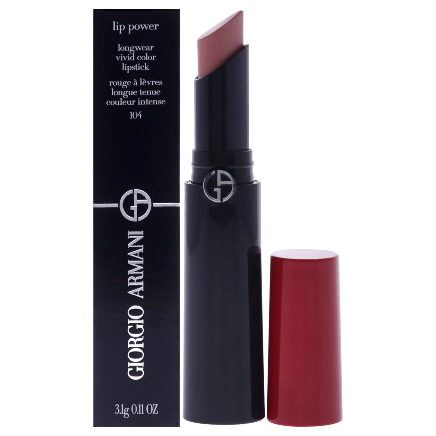 Lip Power Longwear Vivid Color Lipstick - 104 Selfless Tempting by Giorgio Armani for Women - 0.11 oz Lipstick
