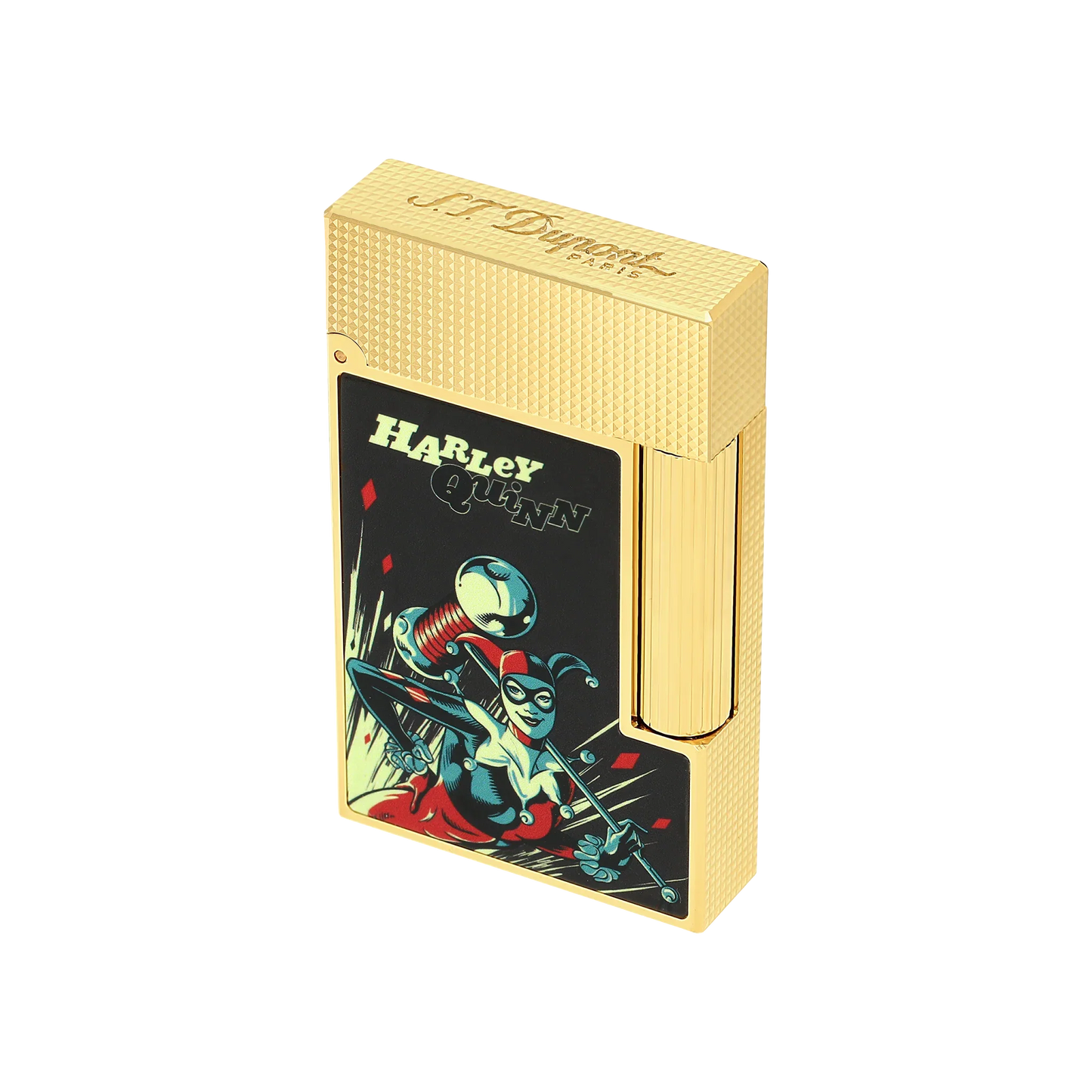S.T. DUPONT Ligne 2 DC COMICS Lacquered Gold Harley Quinn Lighter/Briquet C16696