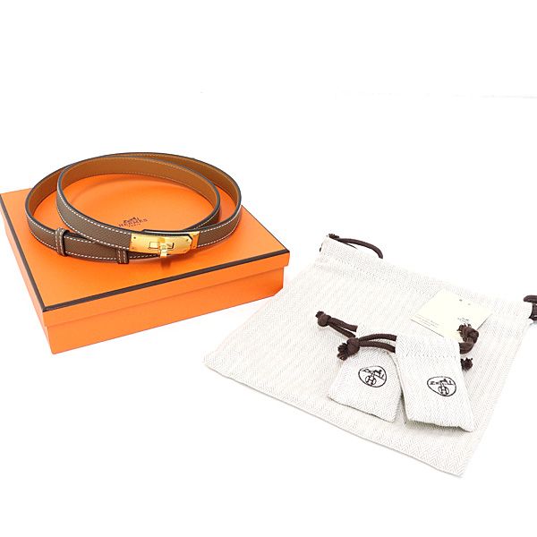 Hermes Belt Kelly 18 Veau Epsom Etoupe Gold Hardware