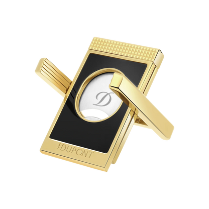 S.T. DUPONT Cigar Cutter/Coupe Cigare Chrome Yellow Gold & Black Lacquer 003553