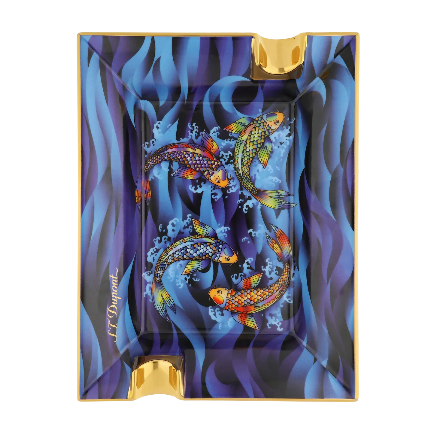 S.T. DUPONT Ashtray Koi Fish Blue 006497