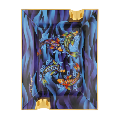 S.T. DUPONT Ashtray Koi Fish Blue 006497