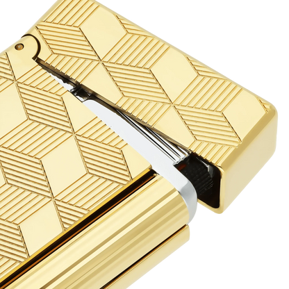 S.T. DUPONT Initial Cube Guilloche Golden Lighter/Briquet 020841