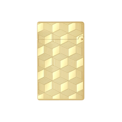 S.T. DUPONT Initial Cube Guilloche Golden Lighter/Briquet 020841