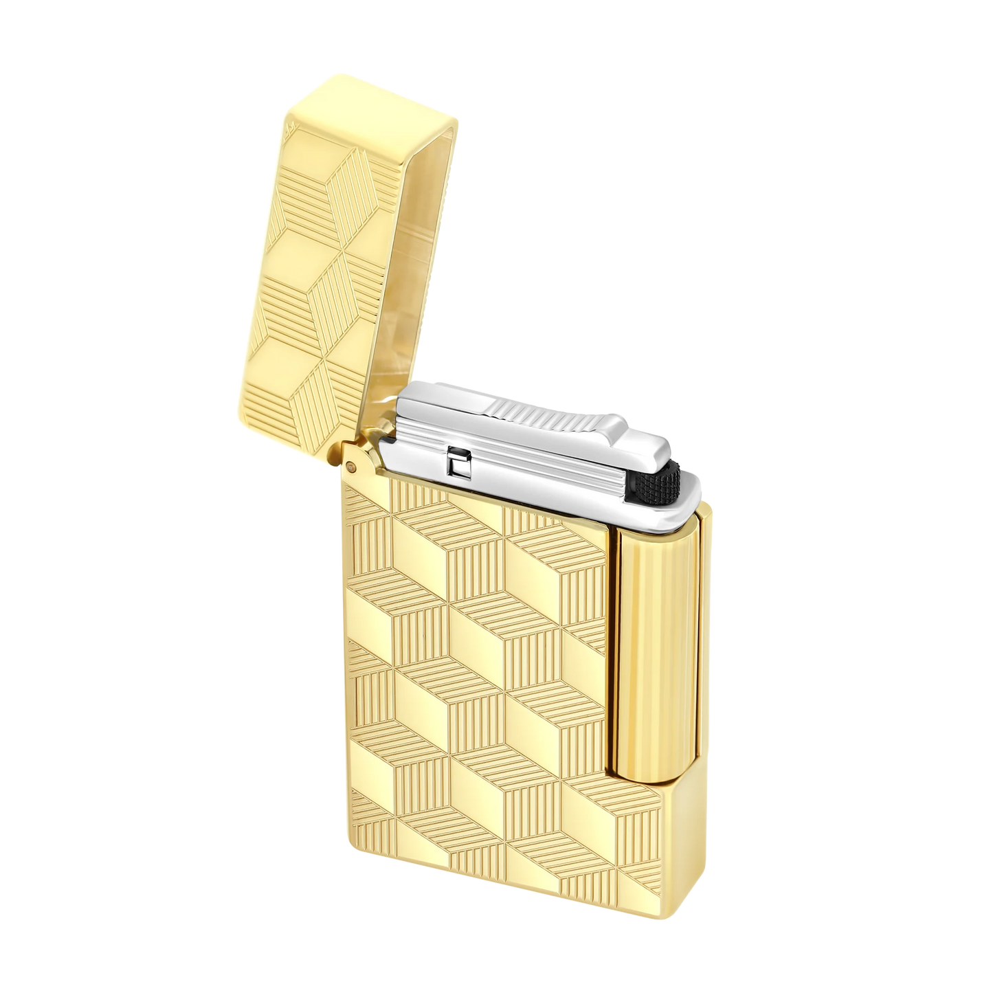 S.T. DUPONT Initial Cube Guilloche Golden Lighter/Briquet 020841
