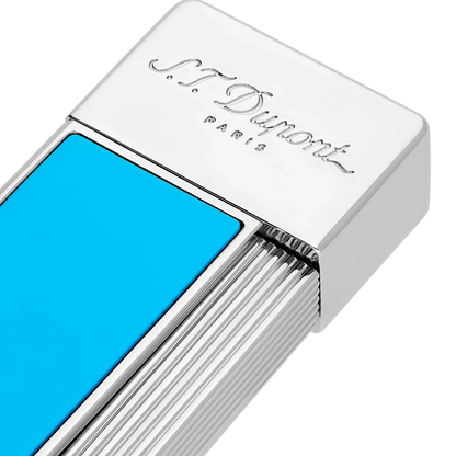 S.T. DUPONT Twiggy Chrome Turquoise Blue Lighter/Briquet 030007