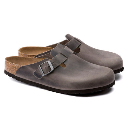 Unisex Boston Soft Footbed Oiled Leather  Iron Medium/Narrow