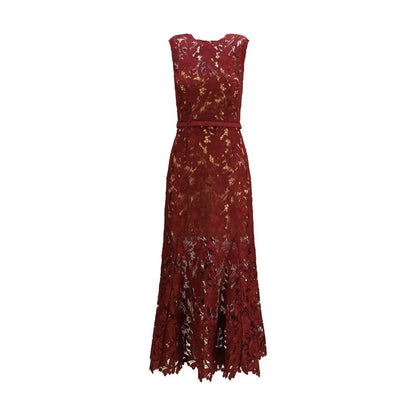 Self-Portrait Bordeaux Polyester Cocktail Dress