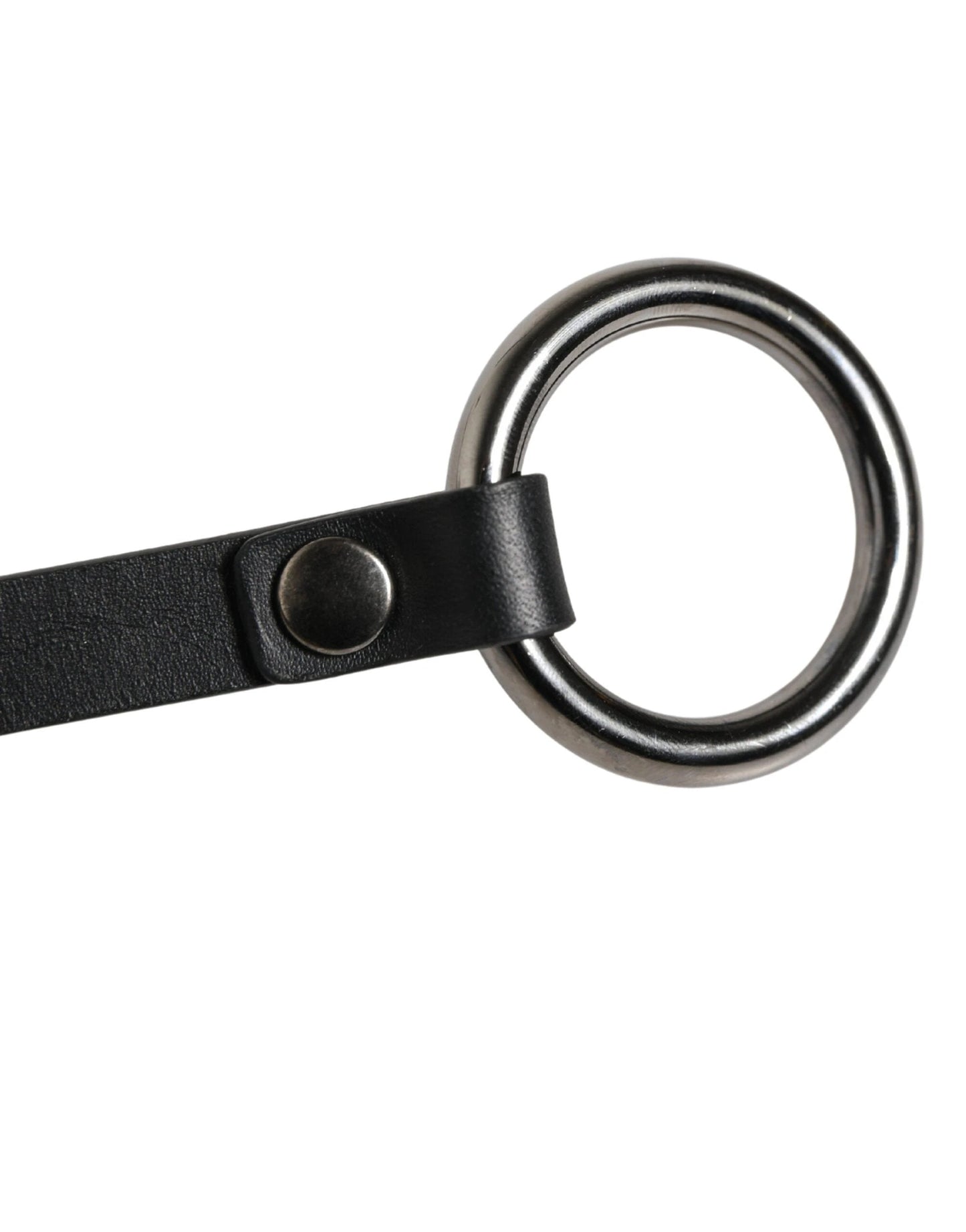 Dolce & Gabbana Black Leather Silver Chain Waist Men Belt