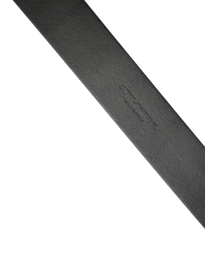 Dolce & Gabbana Black Calf Leather Silver Metal Buckle Belt