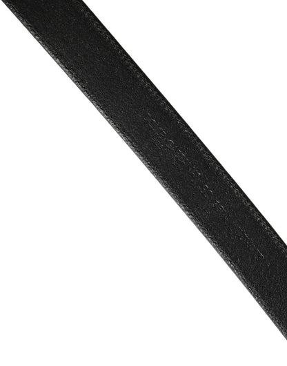 Dolce & Gabbana Men Black Classic Leather Metal Buckle Belt