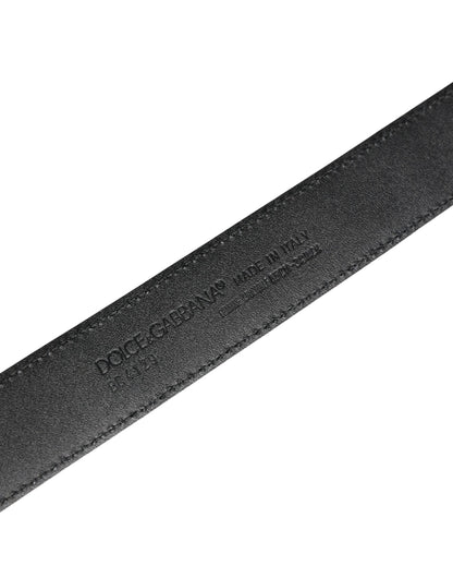 Dolce & Gabbana Men Black Exotic Leather Logo Buckle Belt