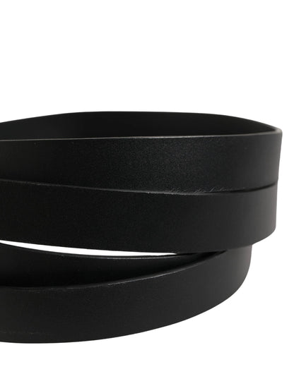 Dolce & Gabbana Black Double Strap Leather Silver Buckle Belt