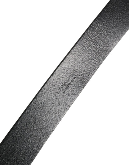 Dolce & Gabbana Black Calf Leather Silver Metal Buckle Belt