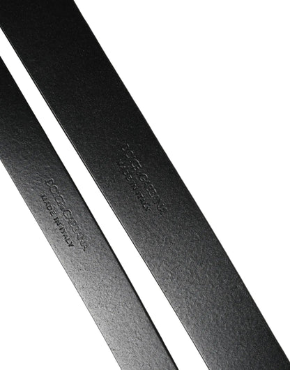 Dolce & Gabbana Black Double Strap Leather Silver Buckle Belt