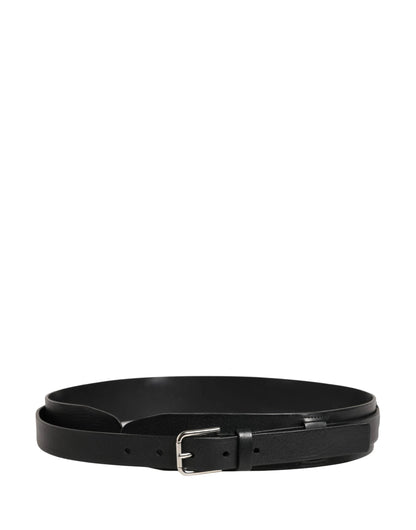 Dolce & Gabbana Men Black Classic Leather Metal Buckle Belt