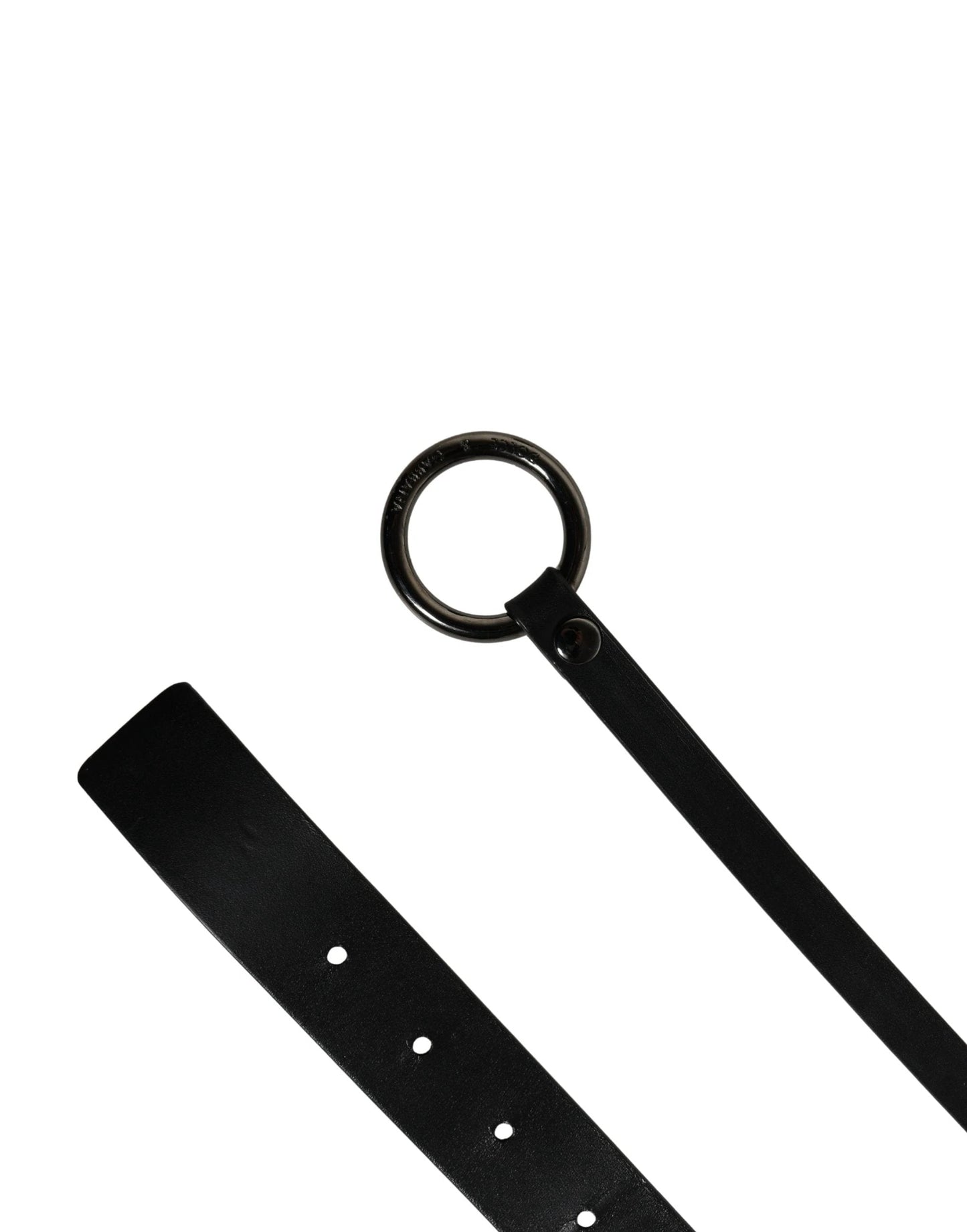 Dolce & Gabbana Men Black Calfskin Leather Metal Buckle Belt