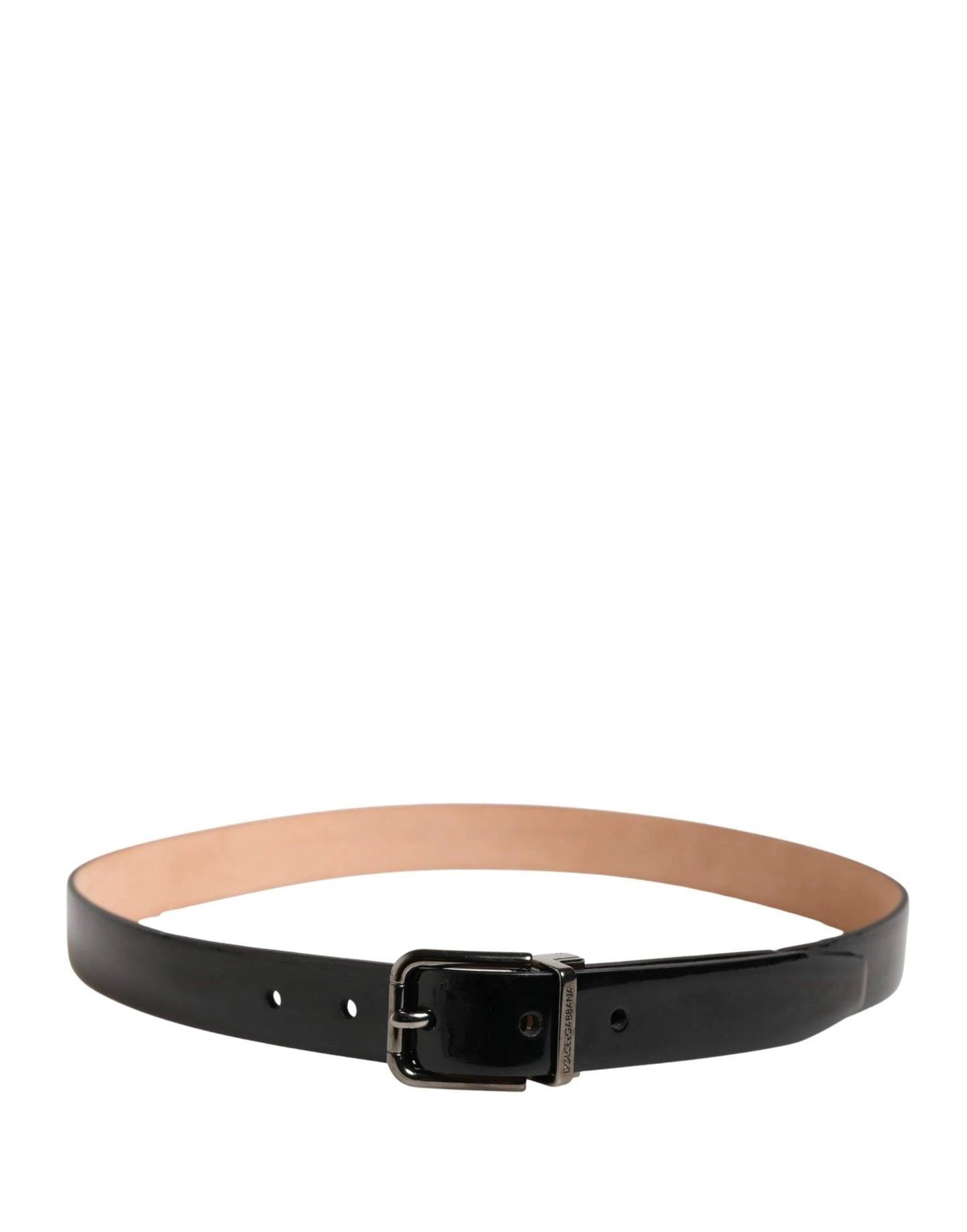 Dolce & Gabbana Men Black Classic Leather Metal Buckle Belt