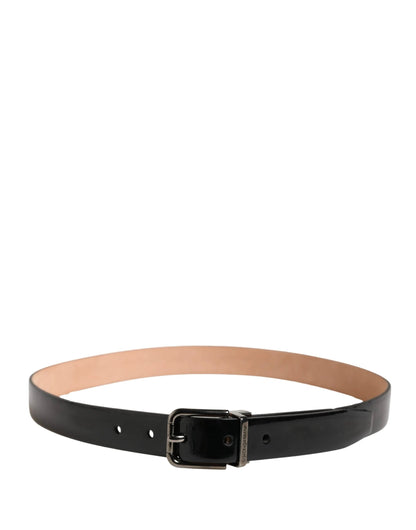 Dolce & Gabbana Men Black Classic Leather Metal Buckle Belt