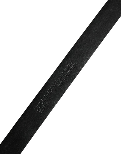 Dolce & Gabbana Men Black Exotic Leather Metal Buckle Belt