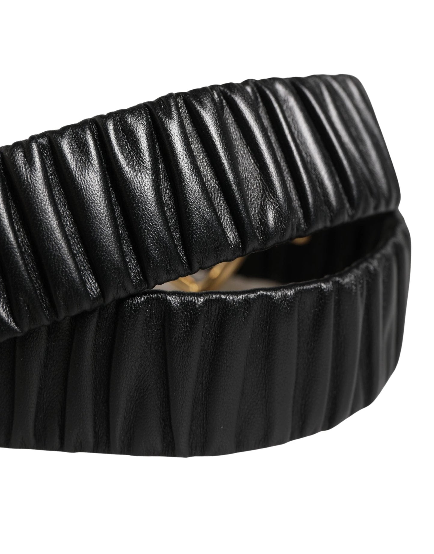 Dolce & Gabbana Black Leather Gold Heart Metal Buckle Belt