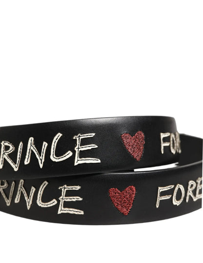 Dolce & Gabbana Black Leather Prince Crown Logo Buckle Belt