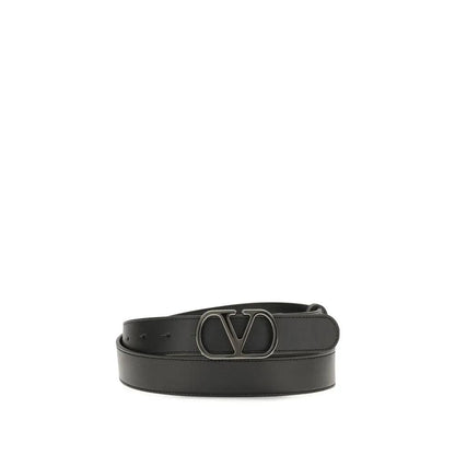 Valentino Garavani Black Calf Leather Bos Taurus Regular Belt
