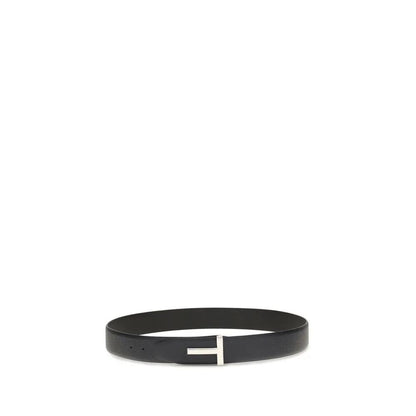 Tom Ford Black Calf Leather Bos Taurus Belt