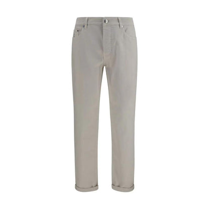 Brunello Cucinelli White Cotton Straight-Leg Jeans
