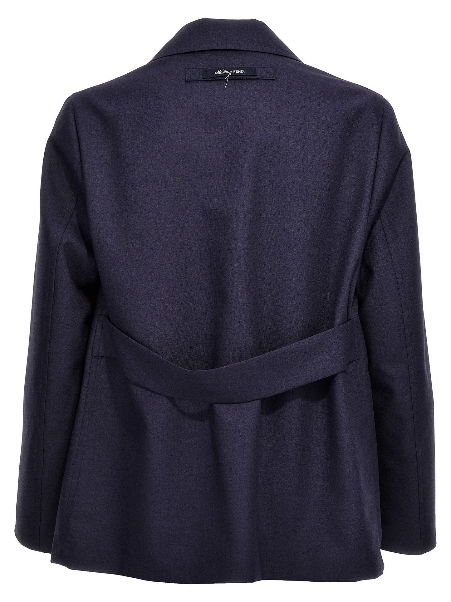 Fendi Blue Virgin Wool Full-Length Jacket