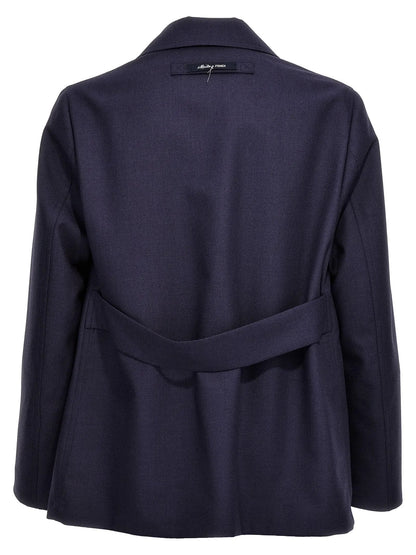 Fendi Blue Virgin Wool Full-Length Jacket