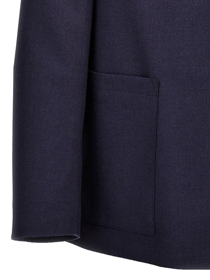 Fendi Blue Virgin Wool Full-Length Jacket