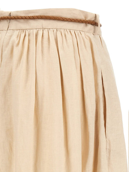 Zimmermann Beige Linen Midi Skirt
