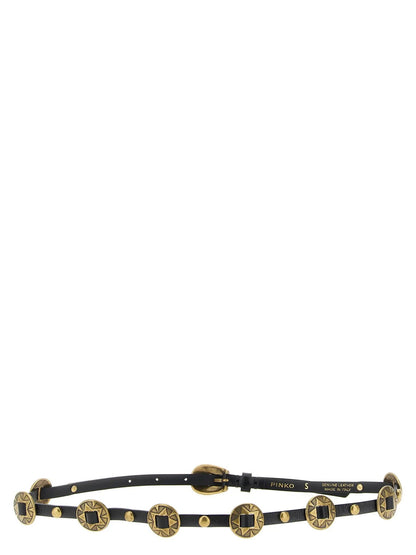 PINKO Black Calfskin Thin Belt