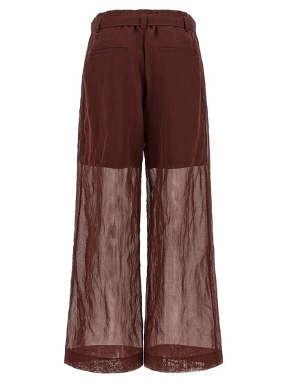 Brunello Cucinelli Bordeaux Cotton Flared Pants