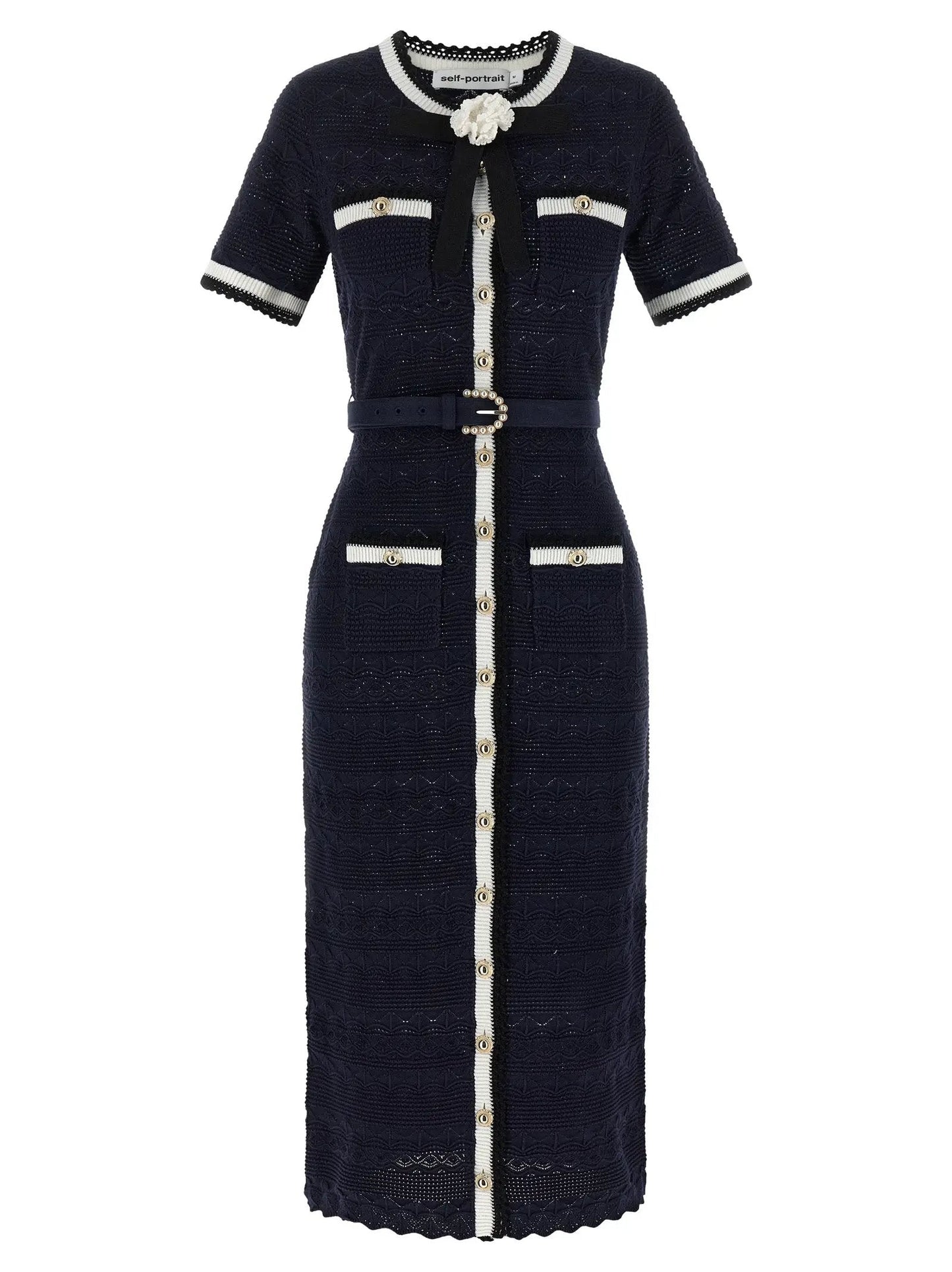 Self-Portrait Blue Cotton Midi Dress