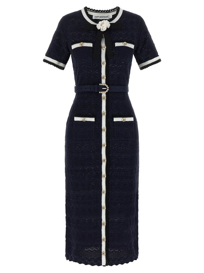 Self-Portrait Blue Cotton Midi Dress