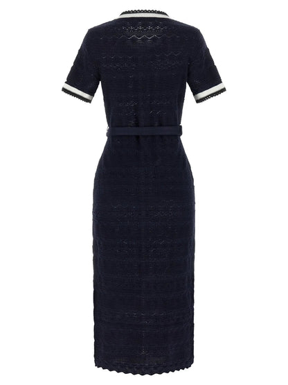 Self-Portrait Blue Cotton Midi Dress