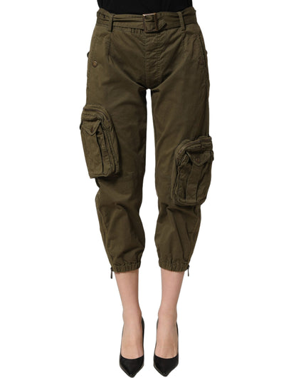 Dolce & Gabbana Olive Green High Waist Cargo Trouser Pants