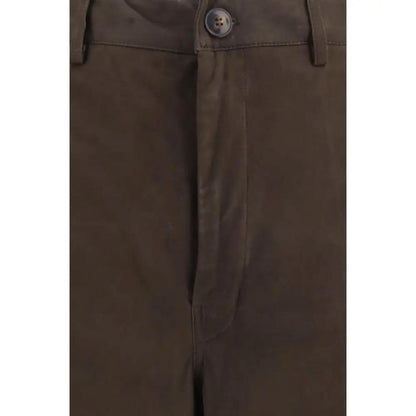 Rick Owens Brown Calf Leather Bos Taurus Casual Pants