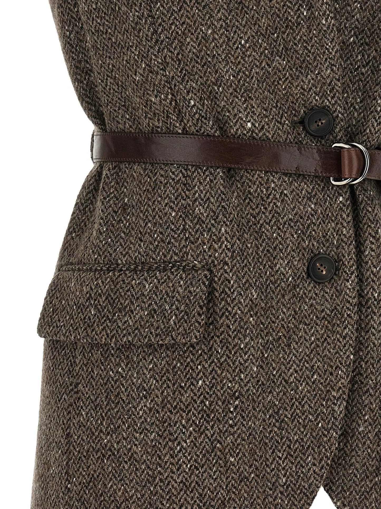 Brunello Cucinelli Brown Virgin Wool Sleeveless Jacket