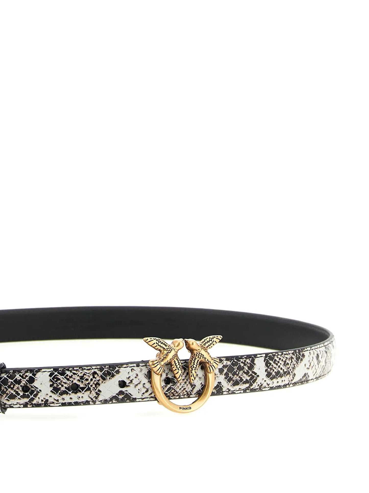 PINKO Gray Calfskin Thin Belt
