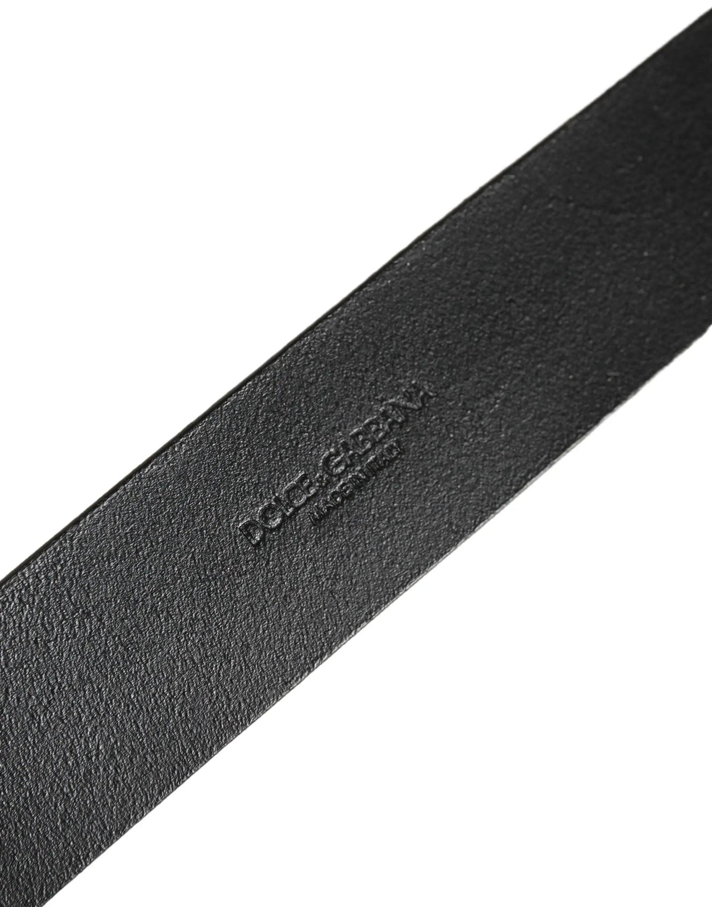Dolce & Gabbana Black Leather Brushed Metal Buckle Men Belt