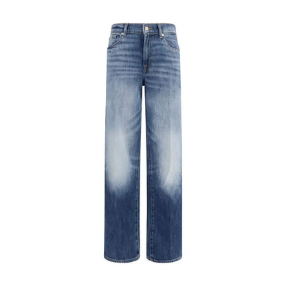 7FOR Blue Cotton Straight-Leg Jeans