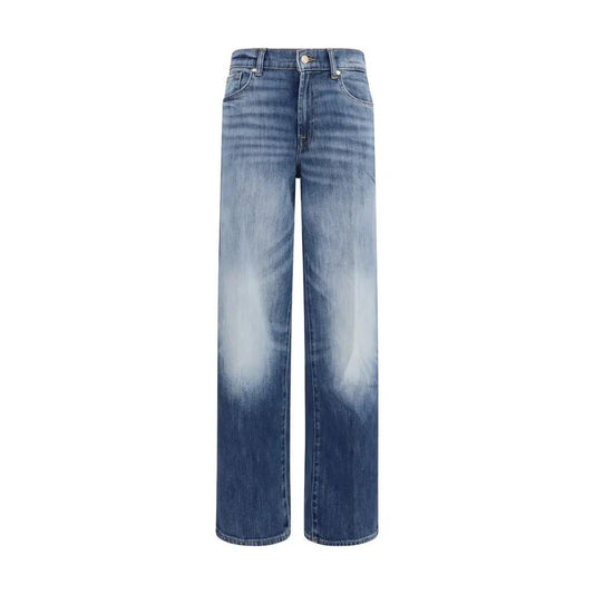 7FOR Blue Cotton Straight-Leg Jeans